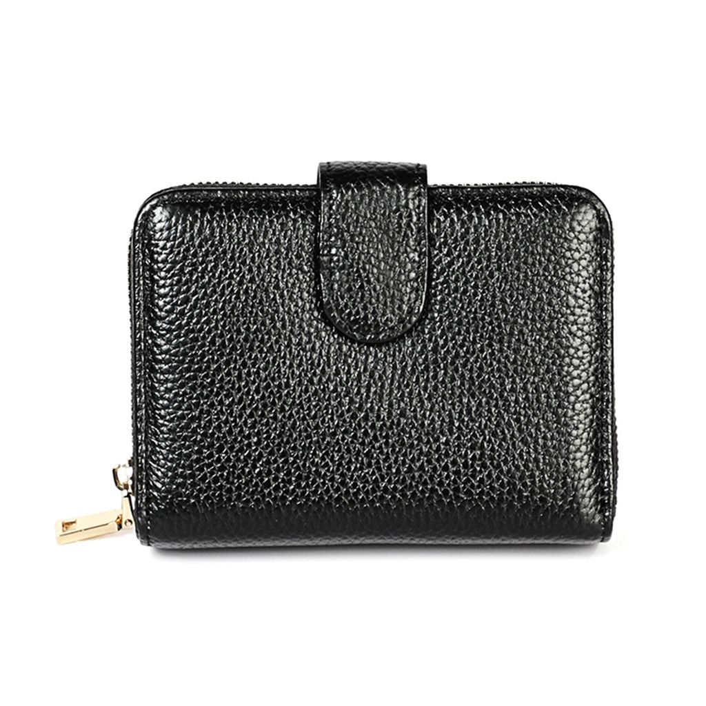 RFID-blokkerende glidelåslommebok i ekte skinn - svart