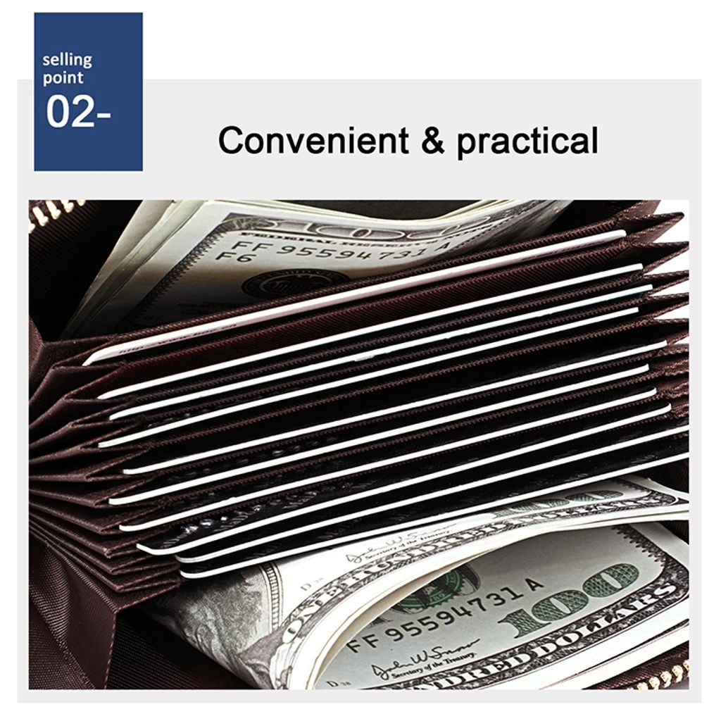 RFID-blokkerende glidelåslommebok i ekte skinn - svart