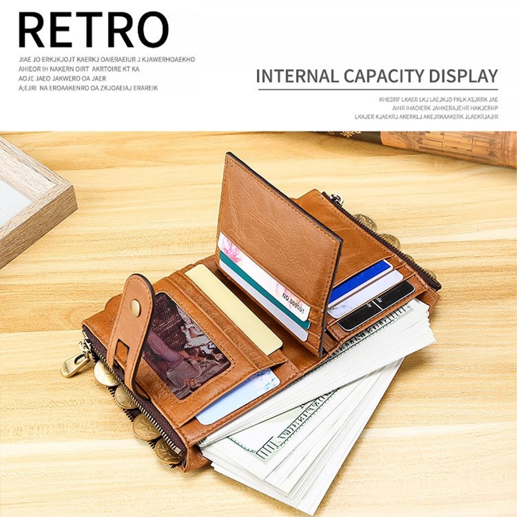 Lommebok i ekte skinn med RFID og skulderrem – Rød