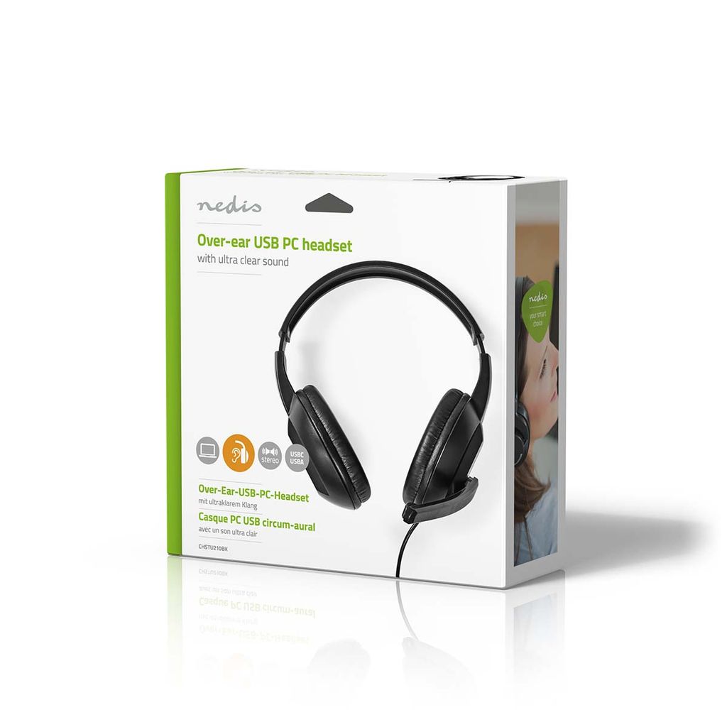 Nedis Cuffie Stereo Cablate Con Microfono Per PC/Laptop – Archetto Regolabile, Morbidi Padiglioni, Cavo 2m – Ideali Per Gaming, Chat E Musica