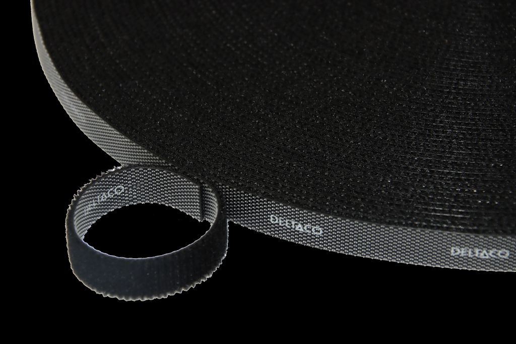 Deltaco borrelås på rull 10 mm – svart 25 m