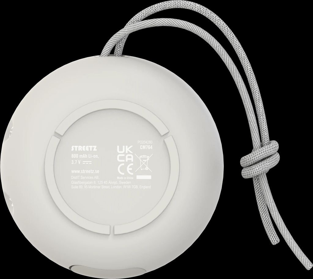 Streetz Vandtæt Bluetooth Højttaler IPX7 TWS 5W – Grå