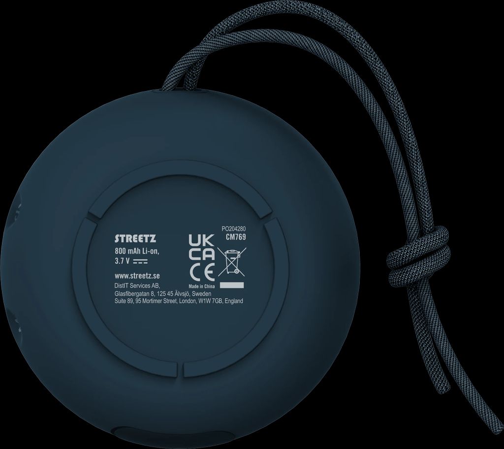 Streetz Vandtæt Bluetooth Højttaler, TWS, IPX7, 5W – Blå