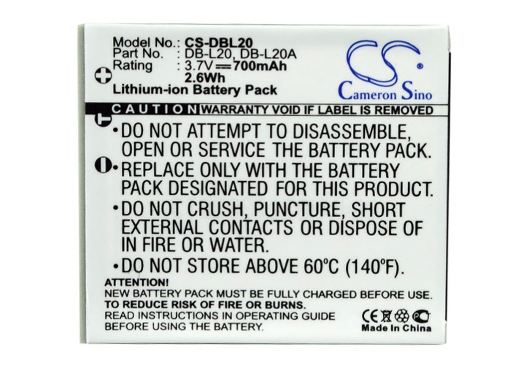 Sanyo Xacti DMX-CA65L, 3.7(3.6V), 700 mAh