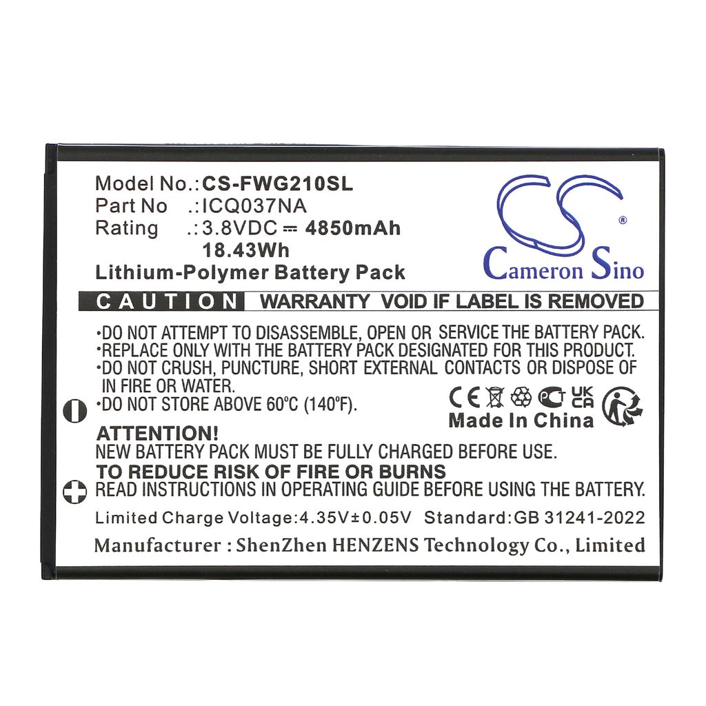 A50, 3.8V, 4850mAh