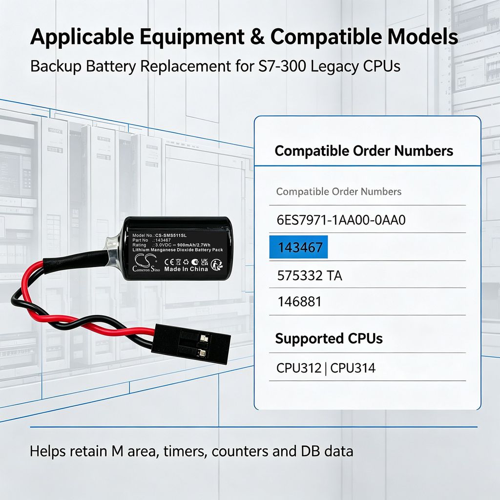 6ES5980-0MB11 for Siemens, 3V, 900mAh