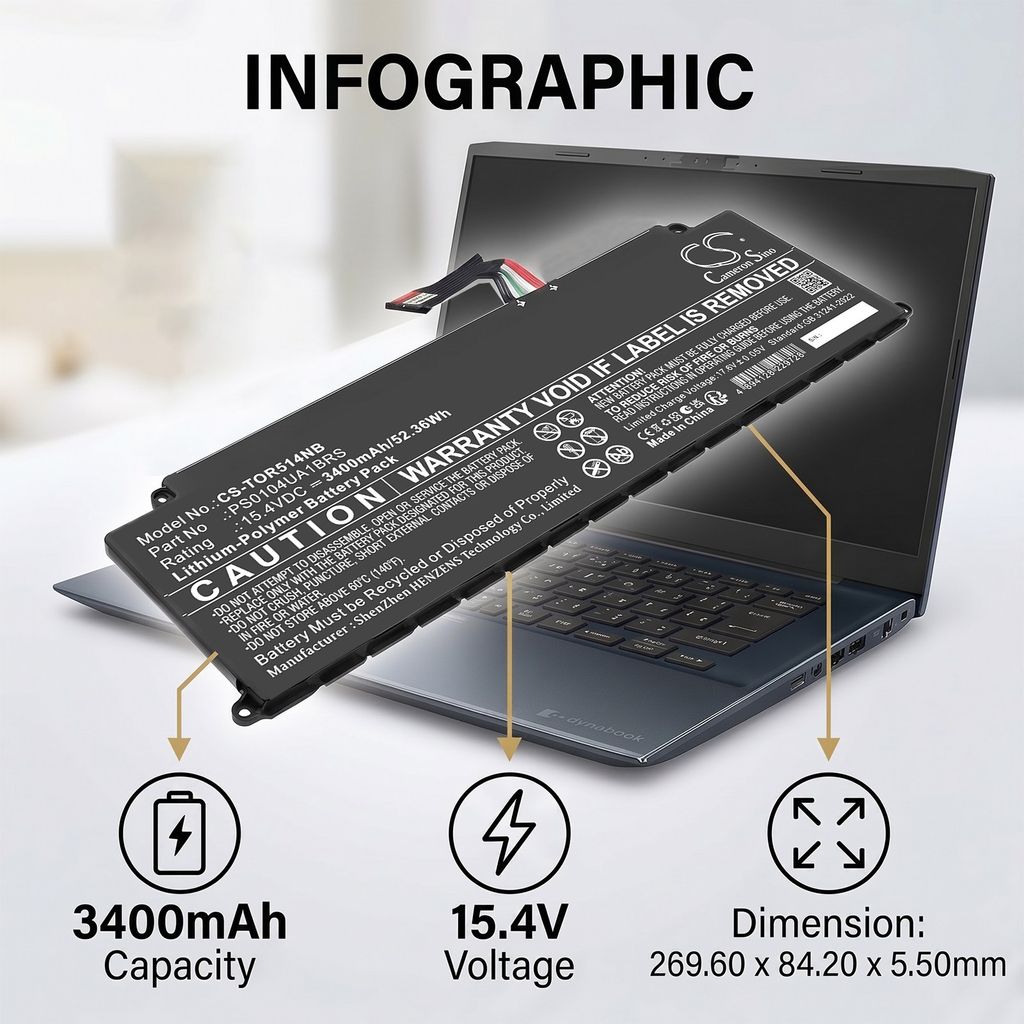  Dynabook Tecra A40-j-14o, 15.4V, 3400mAh