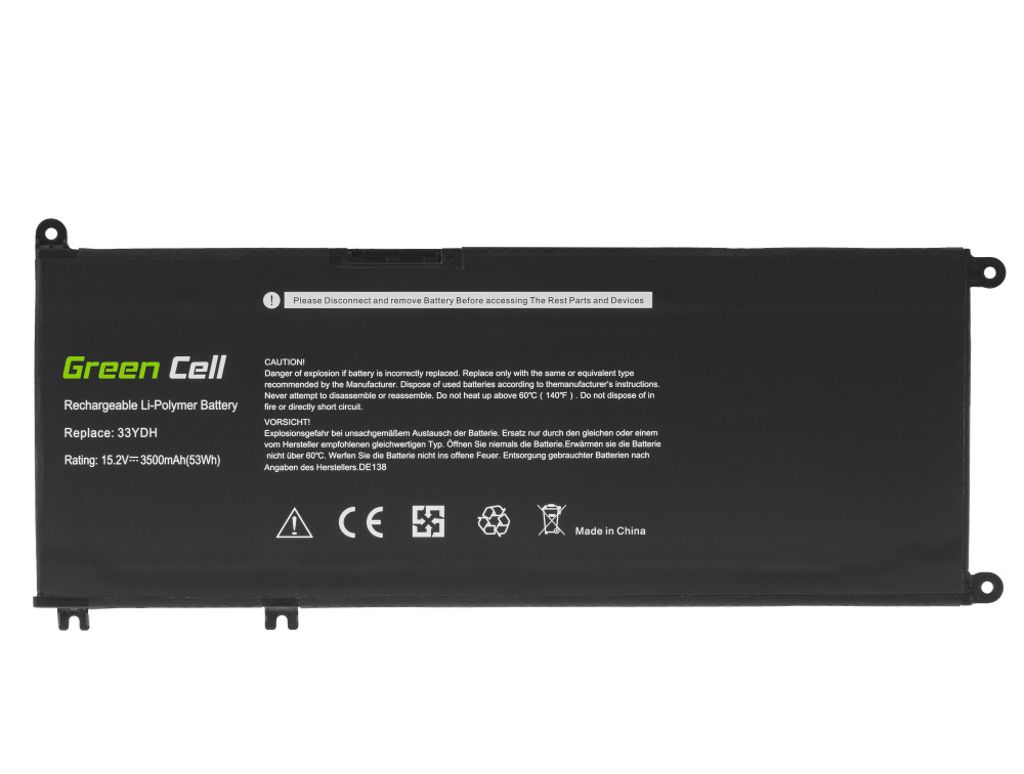 Green Cell-batteri til Dell Inspiron G3 3579 osv. 3400 mAh, 15,2 V