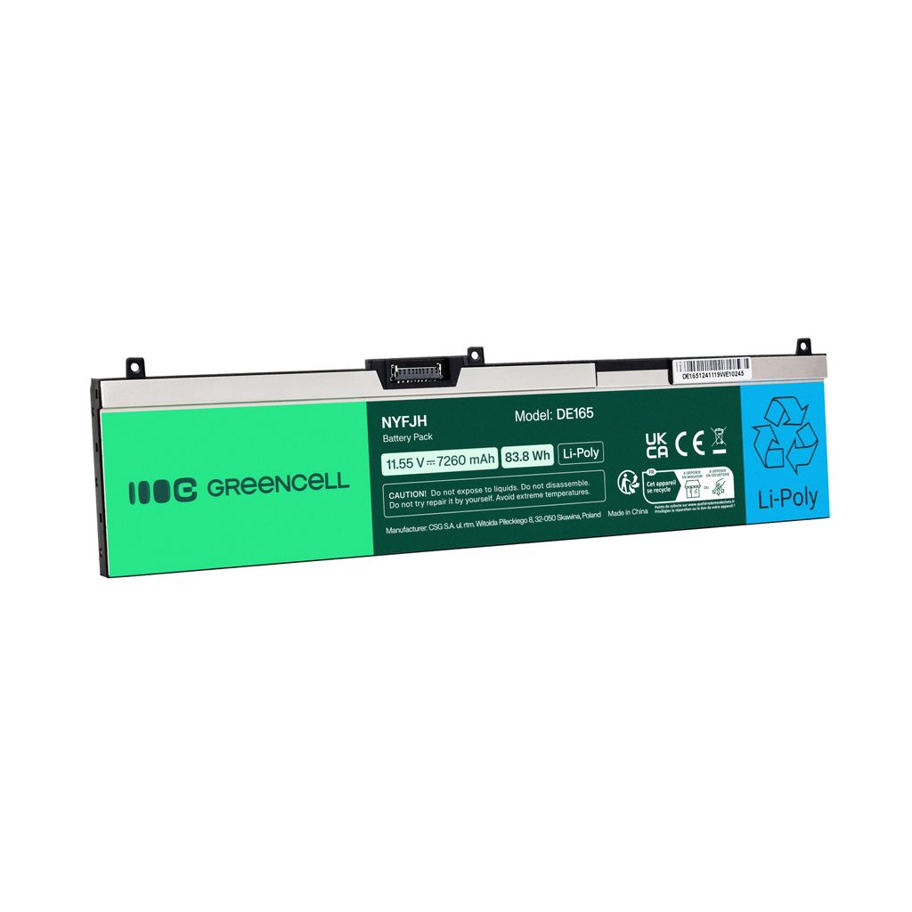 Green Cell-batteri NYFJH-6C 0NYFJH 0RY3F9 0VRX0J til Dell Precision 15 7530 osv.