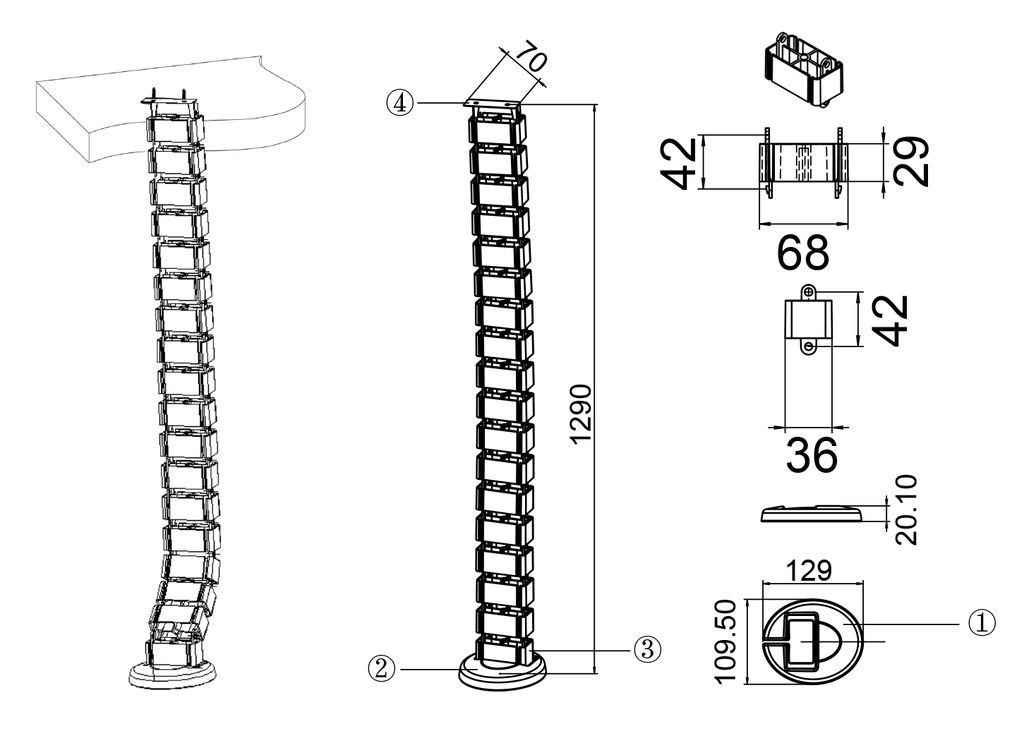 Spine kabelorganisator og ledningsskjuler – sort