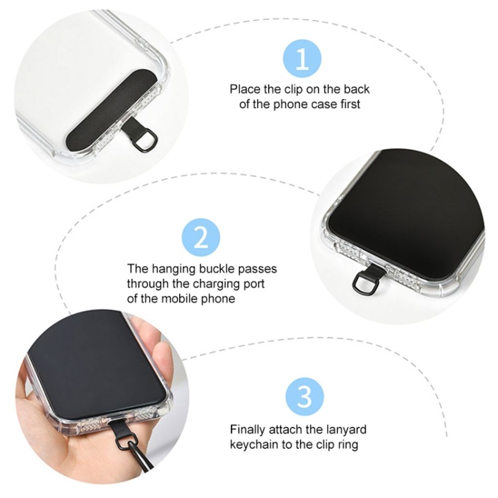 Justerbar mobiltelefonstropp i twill – svart