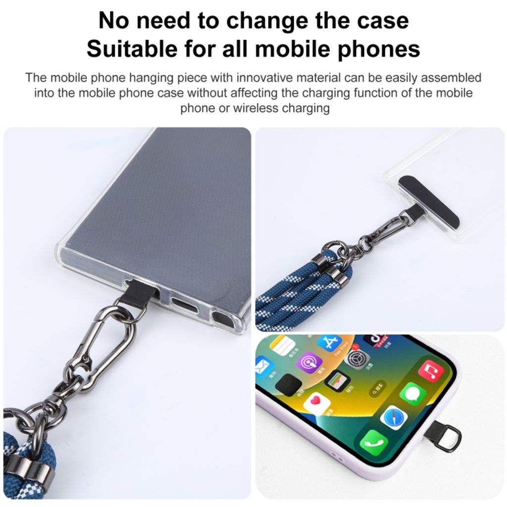 Justerbar mobiltelefonstropp i twill – svart