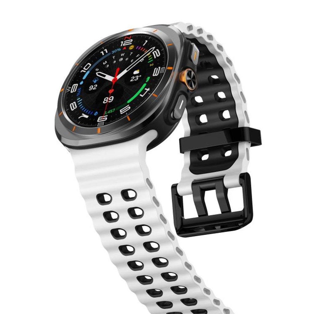 Samsung Galaxy Watch Ultra 47mm/Ultra 2025 Klokkereim Silikon – Hvit/Svart