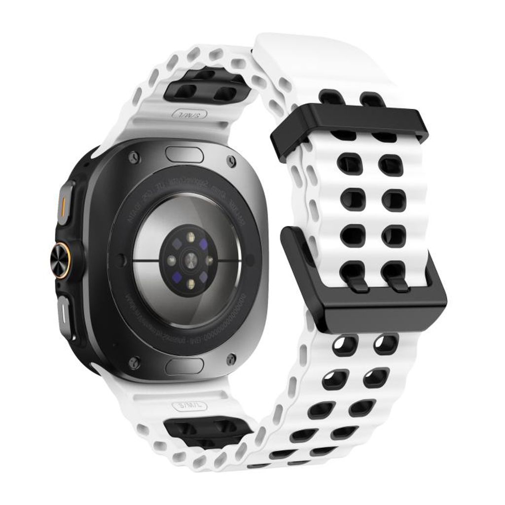 Samsung Galaxy Watch Ultra 47mm/Ultra 2025 Klokkereim Silikon – Hvit/Svart