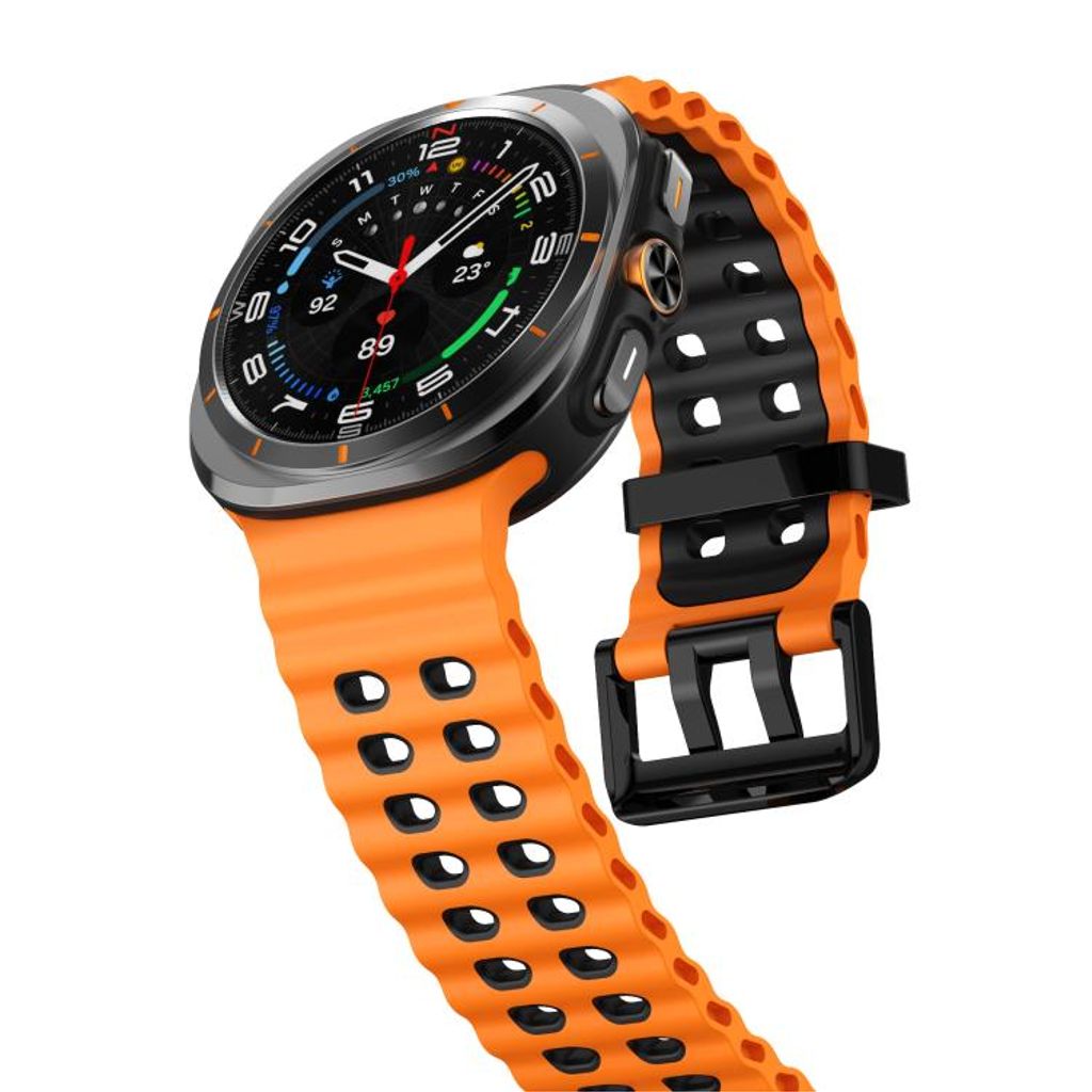 Samsung Galaxy Watch Ultra 47mm/Ultra 2025 Klokkereim Silikon – Oransje/Svart