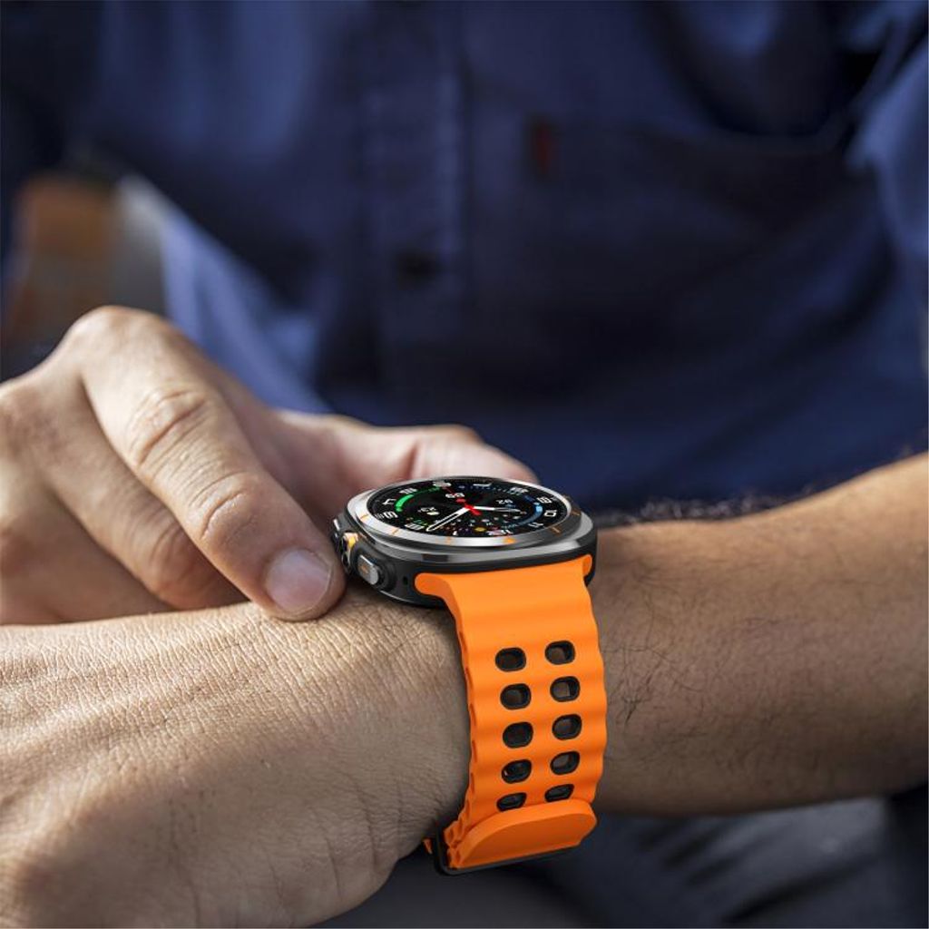 Samsung Galaxy Watch Ultra 47mm/Ultra 2025 Klokkereim Silikon – Oransje/Svart