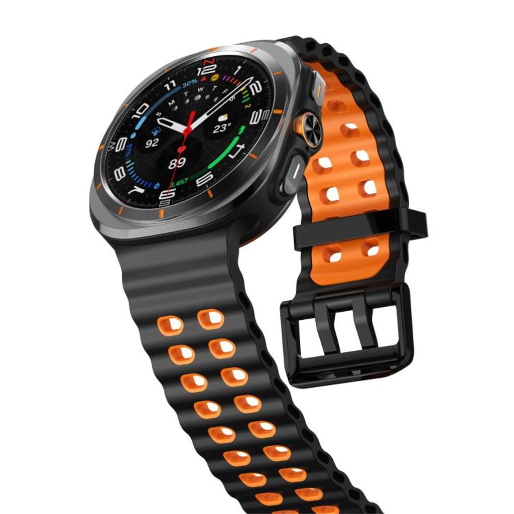 Samsung Galaxy Watch Ultra 47mm/Ultra 2025 Klokkereim Silikon - Svart/Oransje