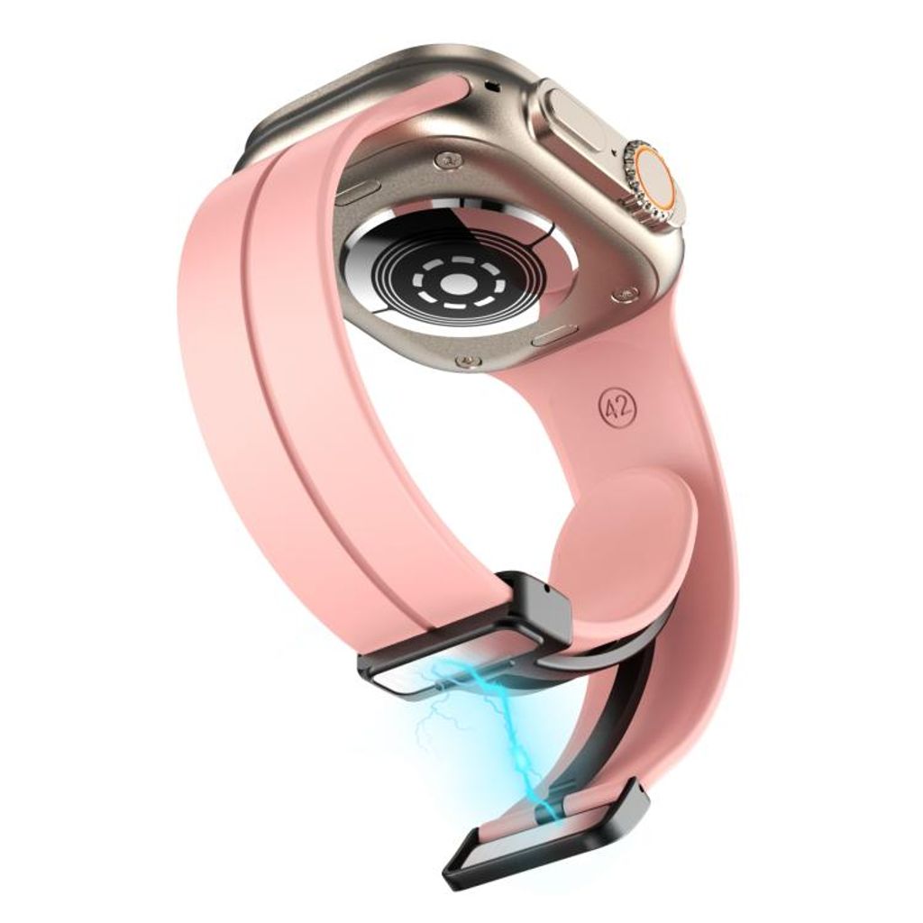 Apple Watch 46mm/49mm/45mm/44mm Silikone Urrem - Lyserød