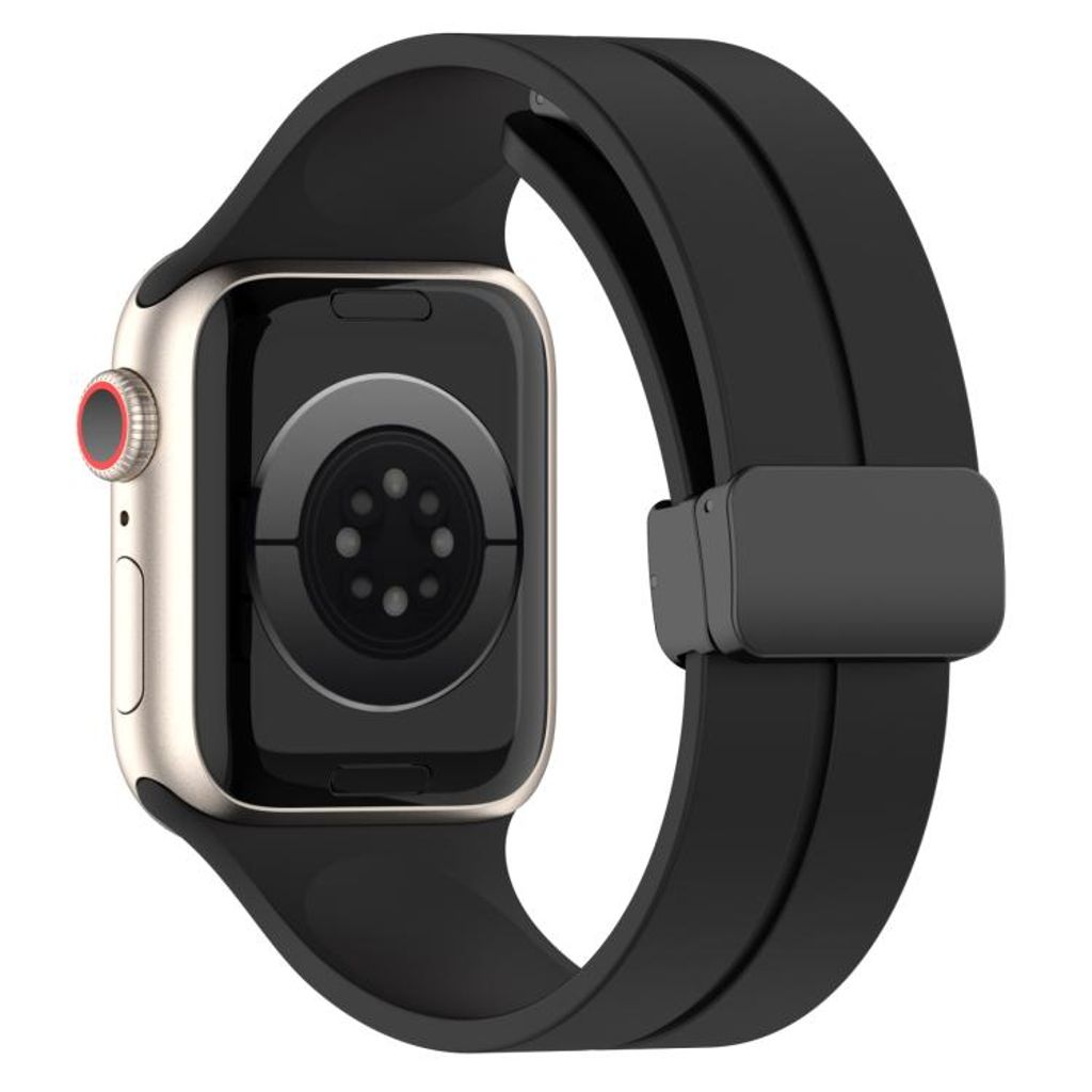 Apple Watch 42mm/41mm/40mm/38mm Silikoni Kellonranneke – Musta