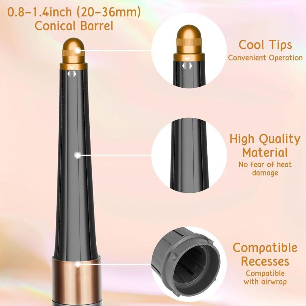 Konisk lokktilbehør til Dyson Airwrap HS01/HS05/HS08 – gull