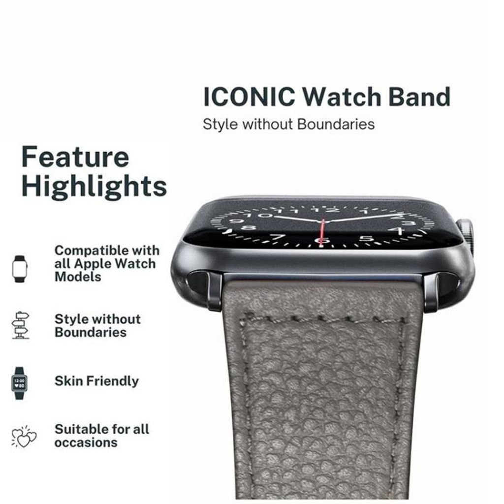 Urrem i ægte læder til Apple Watch 46/49/45/44mm – Pink