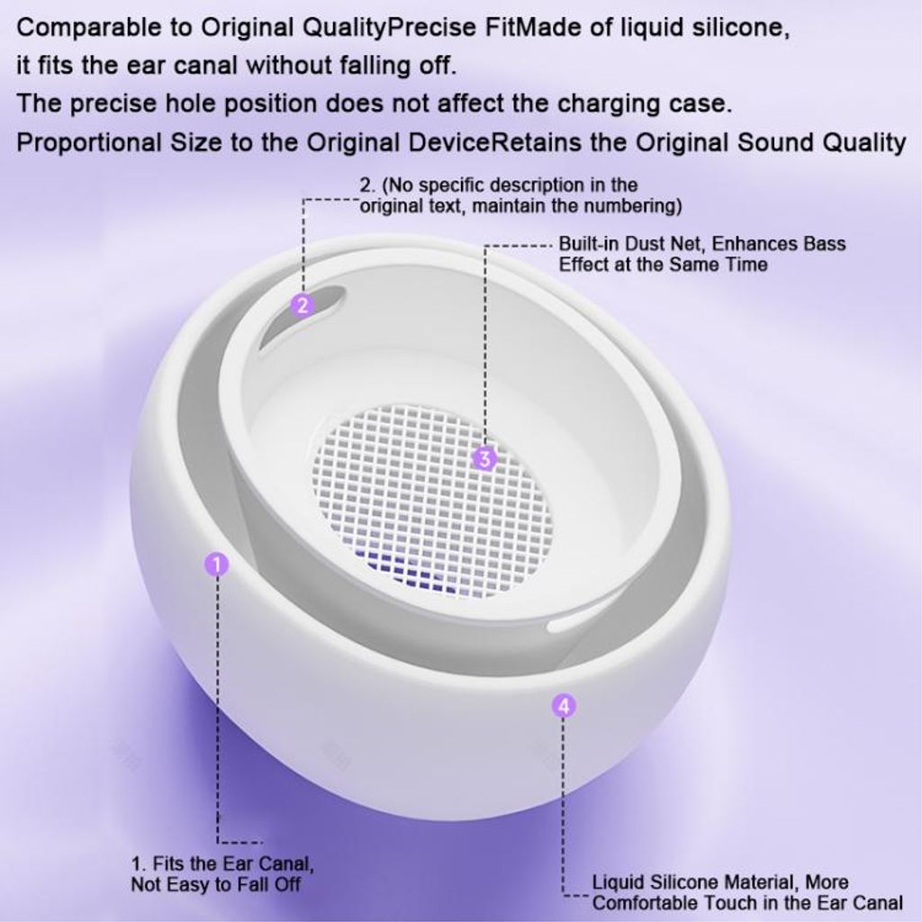 XDcase AirPods Pro 1/2 silikonöronproppar med tryckavlastning XS/S/M/L – Vit