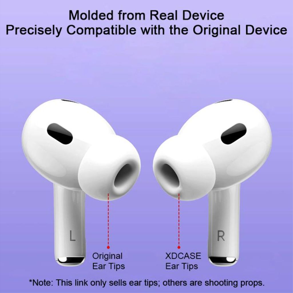 XDcase AirPods Pro 1/2 silikonöronproppar med tryckavlastning XS/S/M/L – Vit