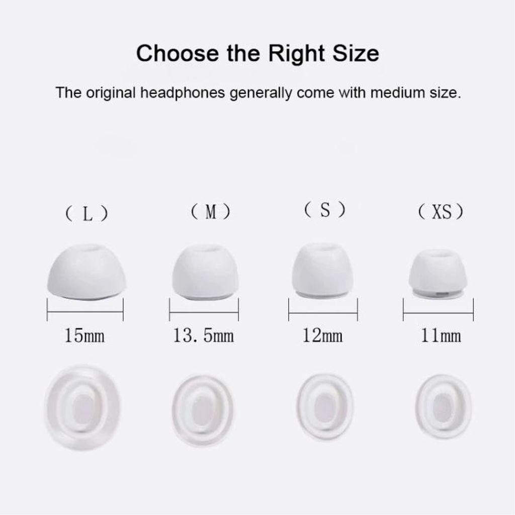 XDcase AirPods Pro 1/2 silikonöronproppar med tryckavlastning XS/S/M/L – Vit