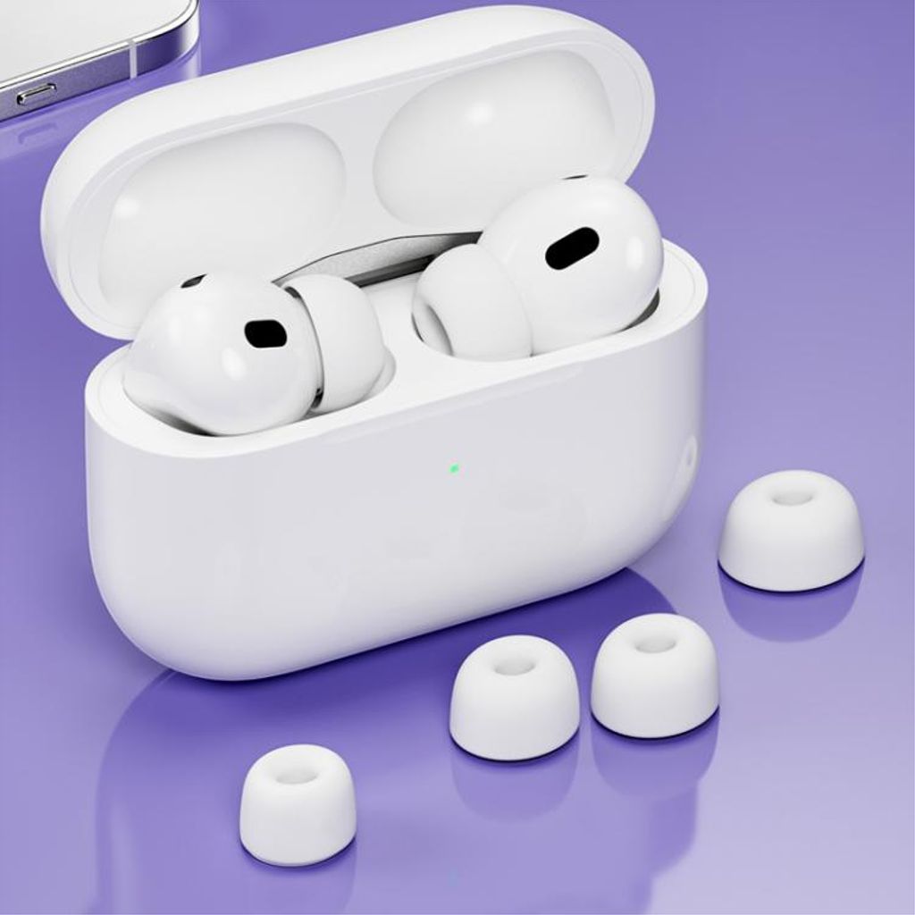 XDcase AirPods Pro 1/2 silikonöronproppar med tryckavlastning XS/S/M/L – Vit