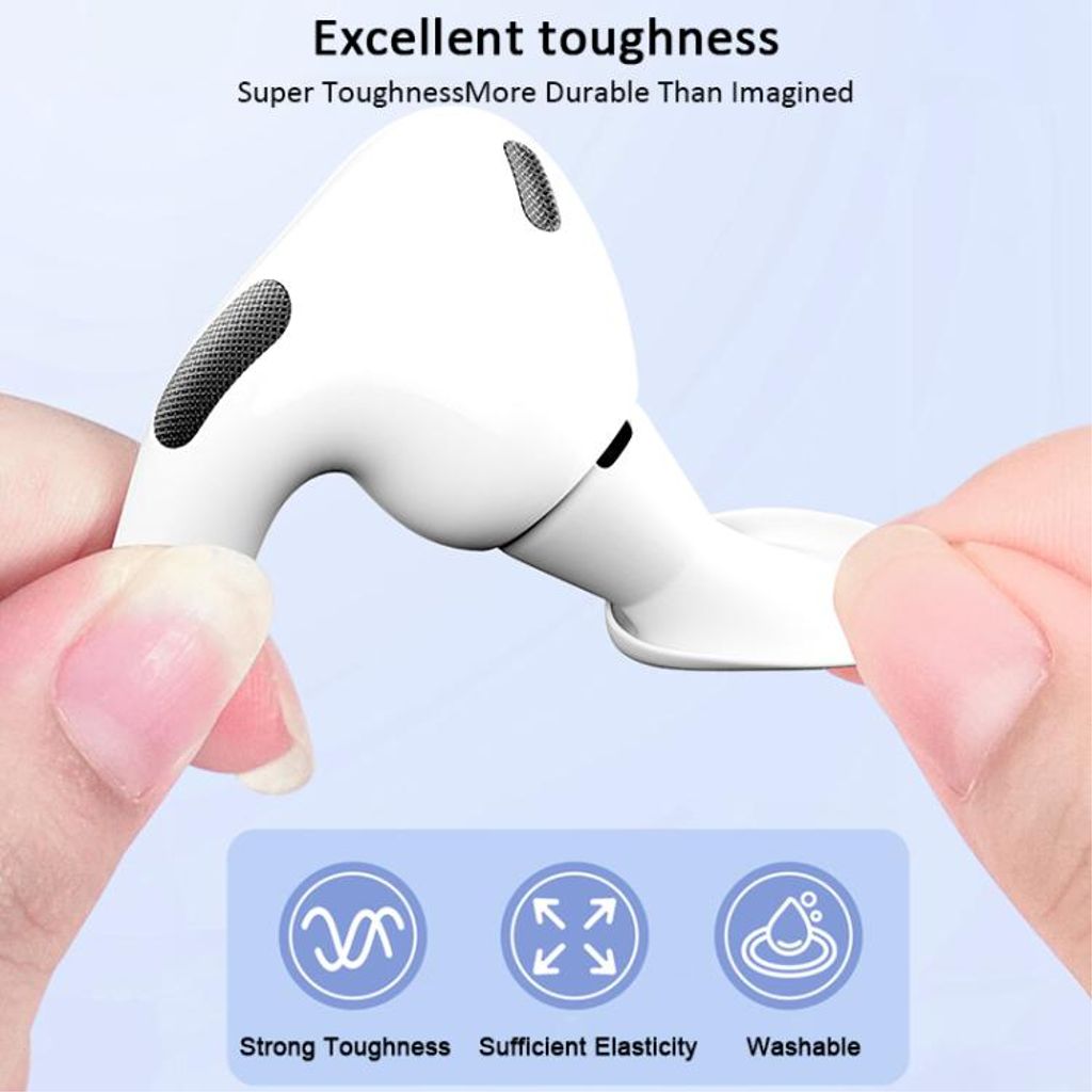 XDcase AirPods Pro 2/1 Silikonöronproppar med tryckavlastning S/M/L – Vit