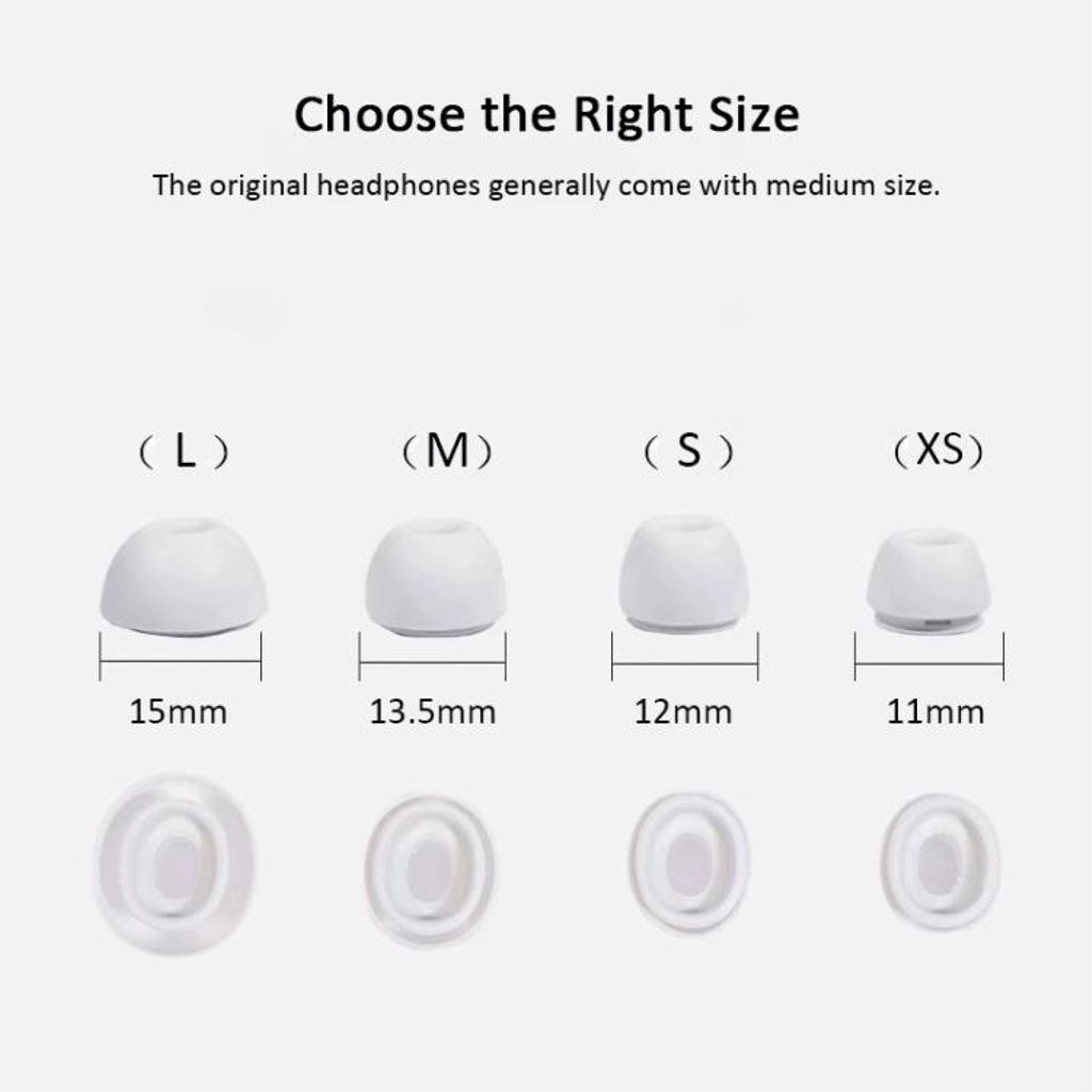 XDcase AirPods Pro 2/1 Silikonöronproppar med tryckavlastning S/M/L – Vit