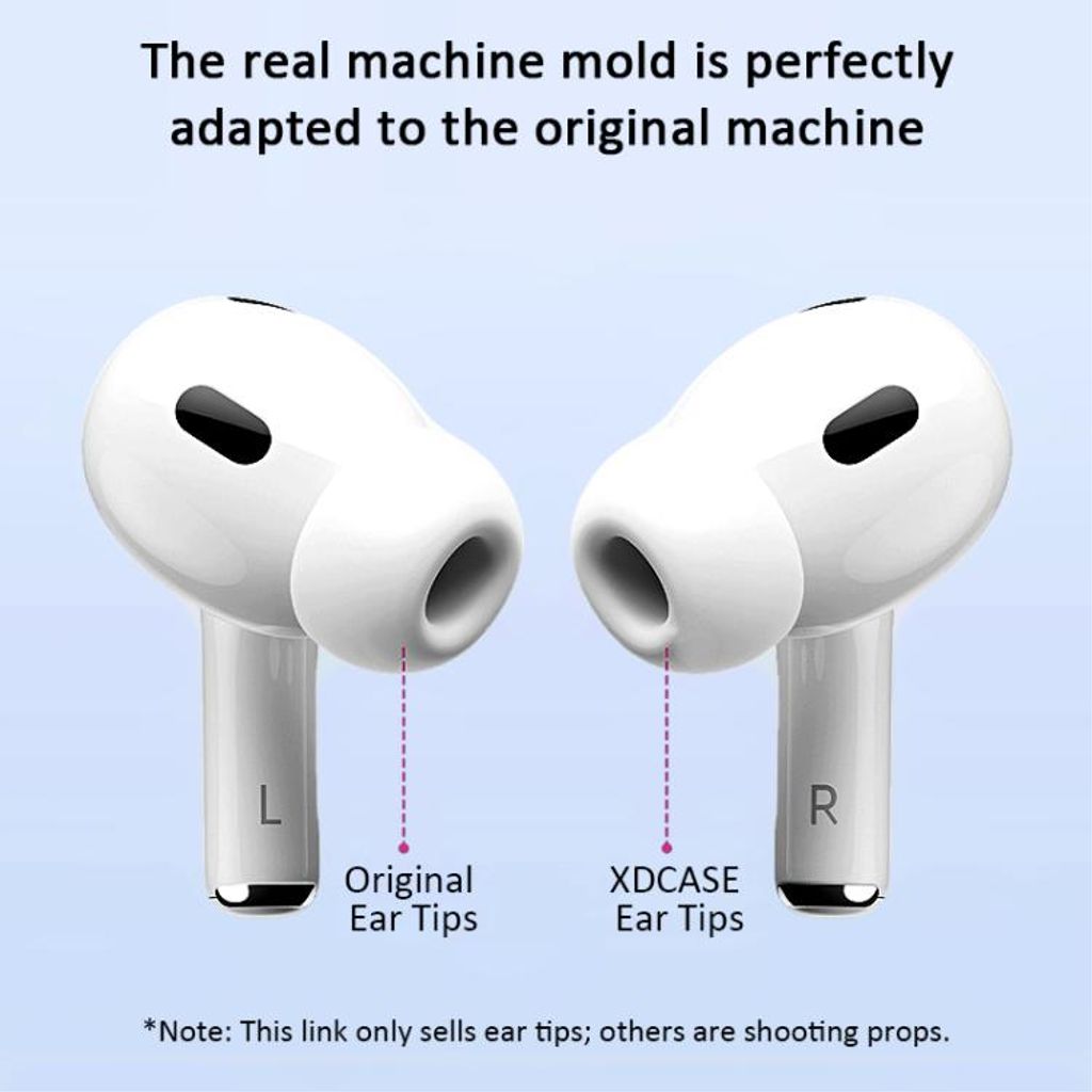 XDcase AirPods Pro 2/1 Silikonöronproppar med tryckavlastning S/M/L – Vit