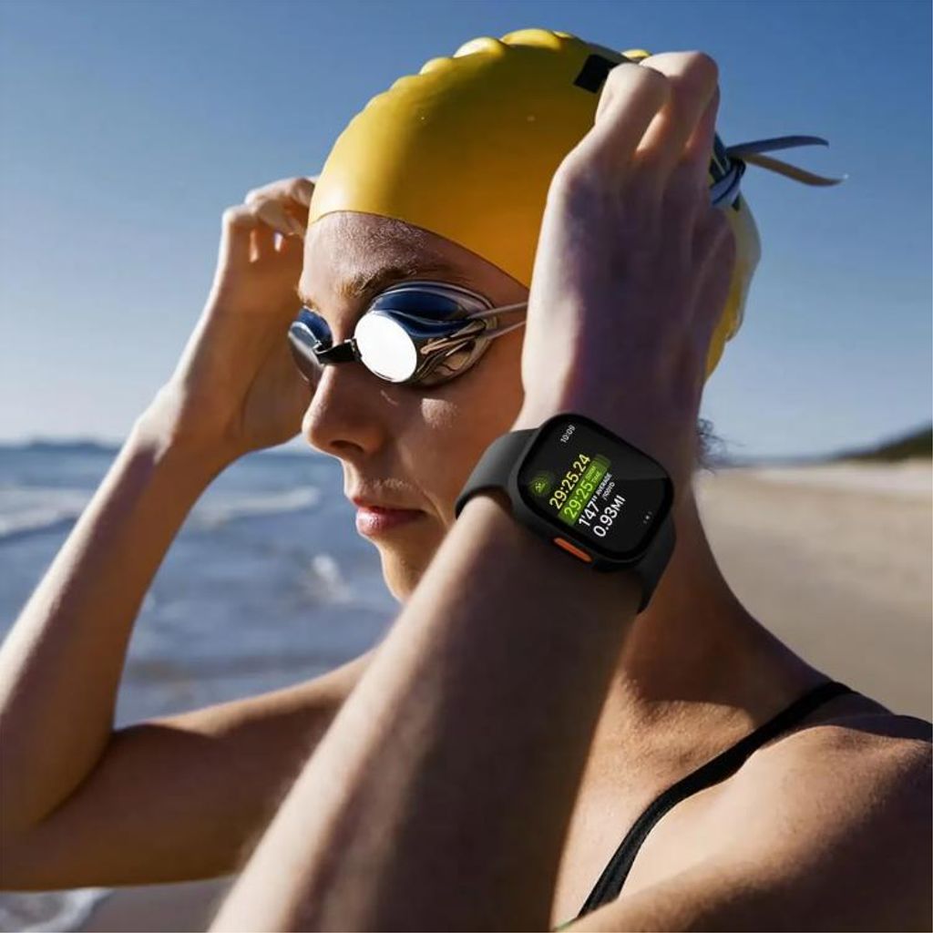 Apple Watch Series 11/10 46 mm deksel/skjermbeskytter i herdet glass/plast – svart