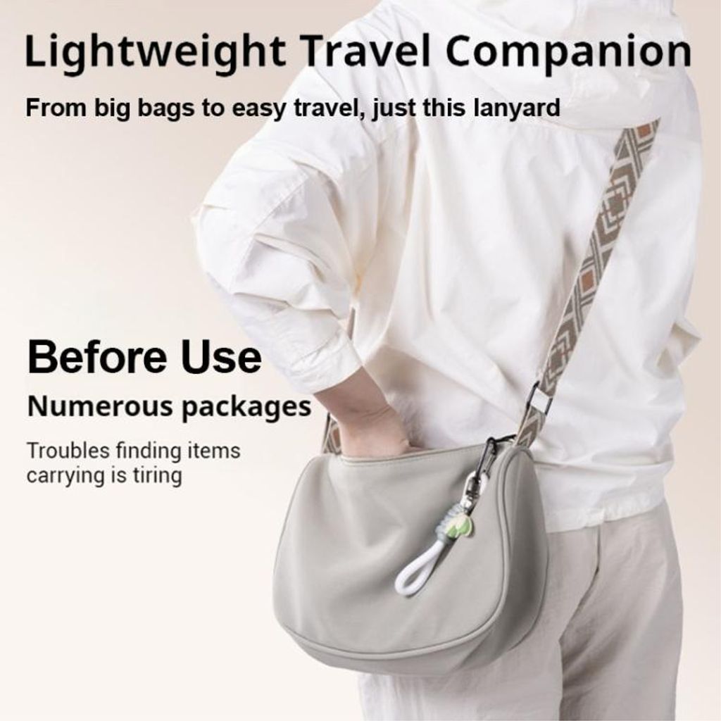 Justerbar mobiltelefonstropp med karabinkrok – svart