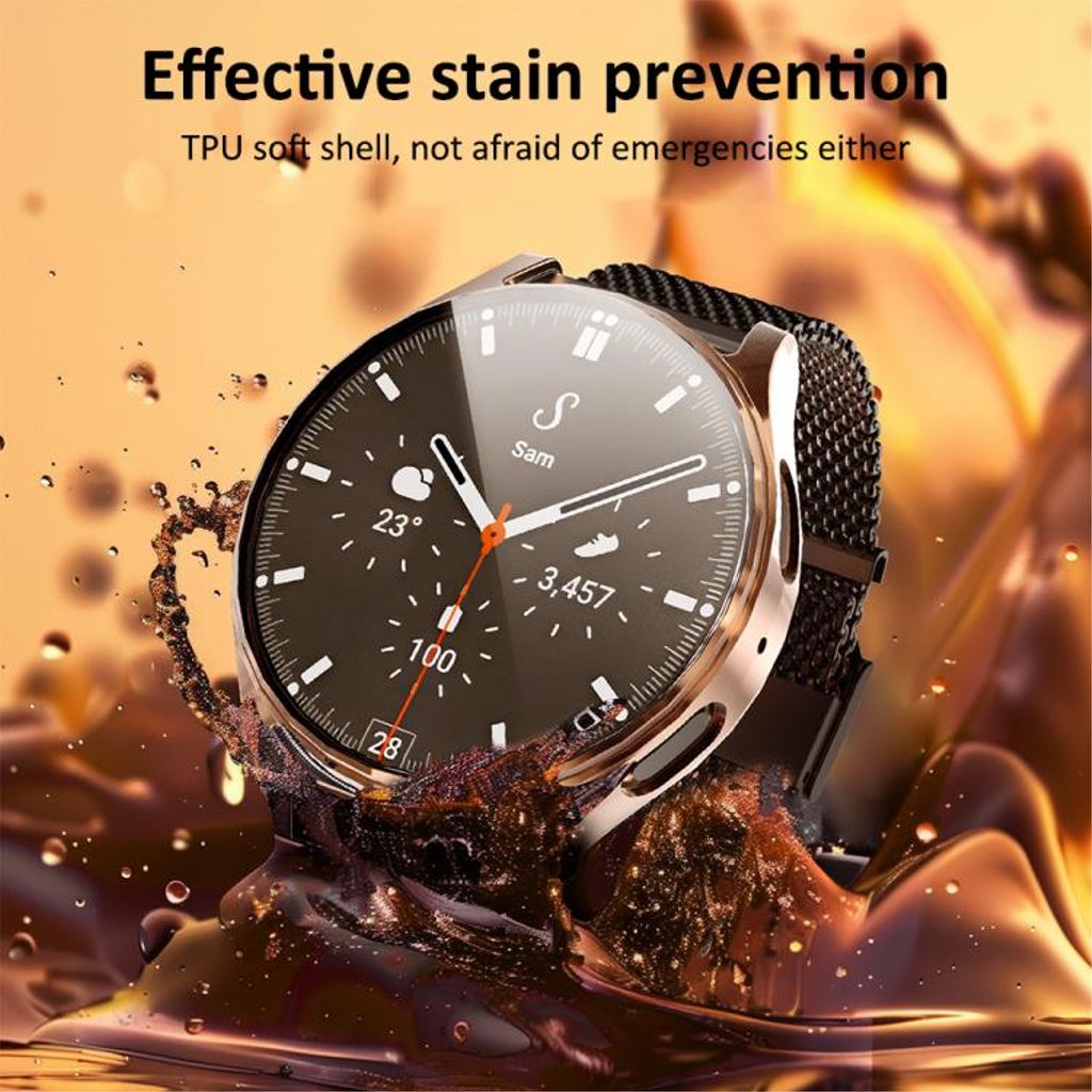 Samsung Galaxy Watch7 44mm Cover Hærdet Glas/TPU – Sort