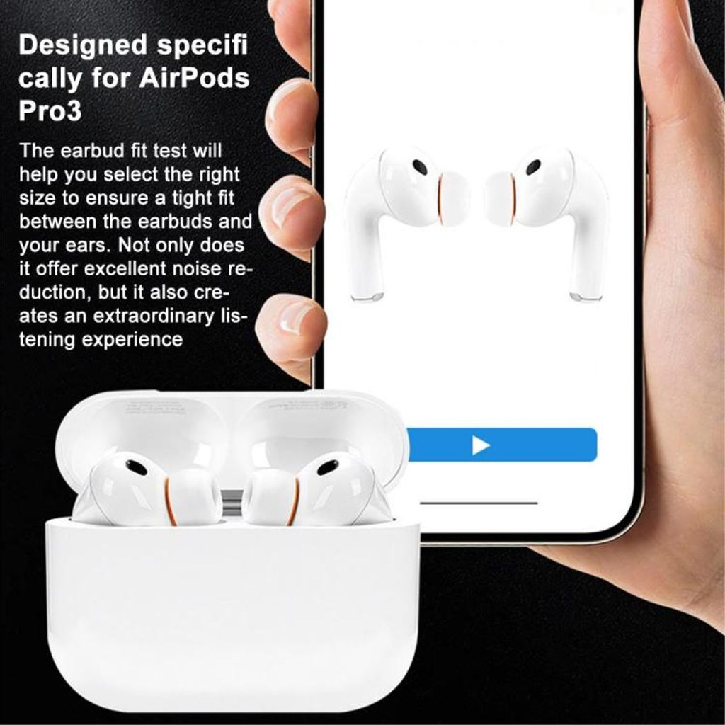 XDcase AirPods Pro 3 Öronproppar 4 par XS/S/M/L – Vit/Orange