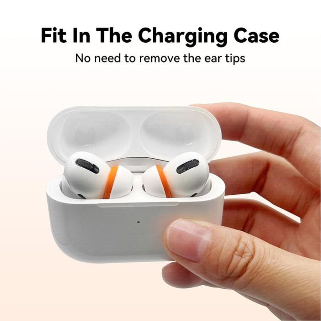 XDcase silikon öronproppar till AirPods Pro 1/2, 4 par XS/S/M/L – Vit/Orange