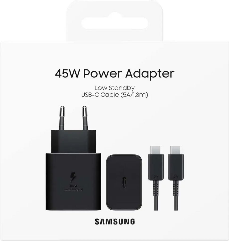 Samsung 45W PD USB-C Snabbladdare med USB-C-kabel 1.8 m - Svart