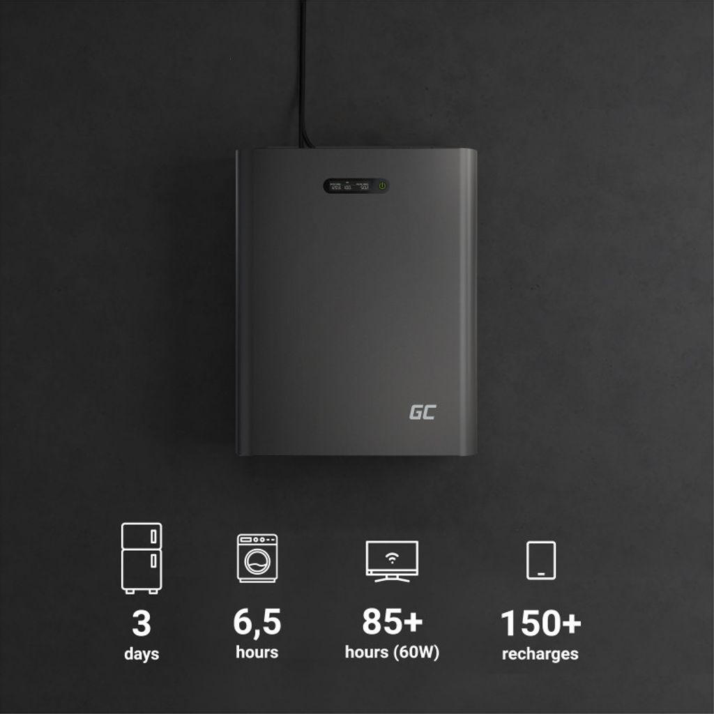 Green Cell GC PowerNest solcelleanlegg energilagring LiFePO4-batteri 5 kWh 51,2 V