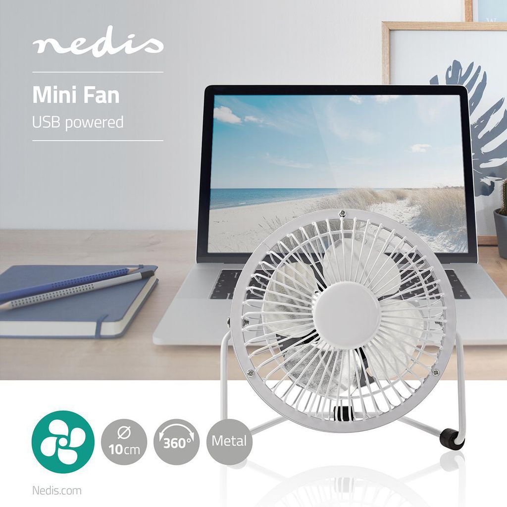Nedis Mini Vifte USB-drevet 10 cm - Svart
