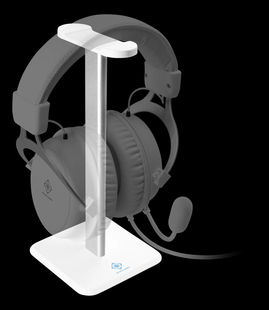 DELTACO Gaming headsetstativ i aluminium – vit