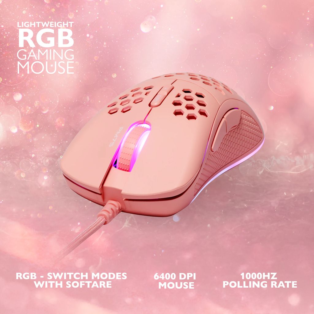 Deltaco Gaming PM75 ultralet gamingmus med RGB – pink