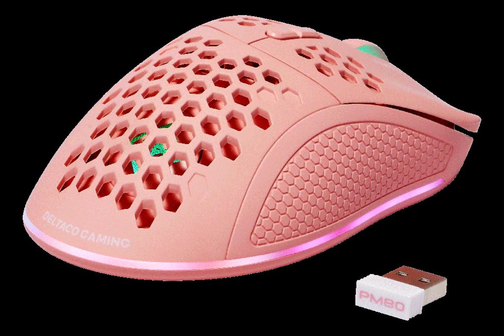 Deltaco Gaming PM80 Trådløs Ultralet Gamingmus med RGB - Pink