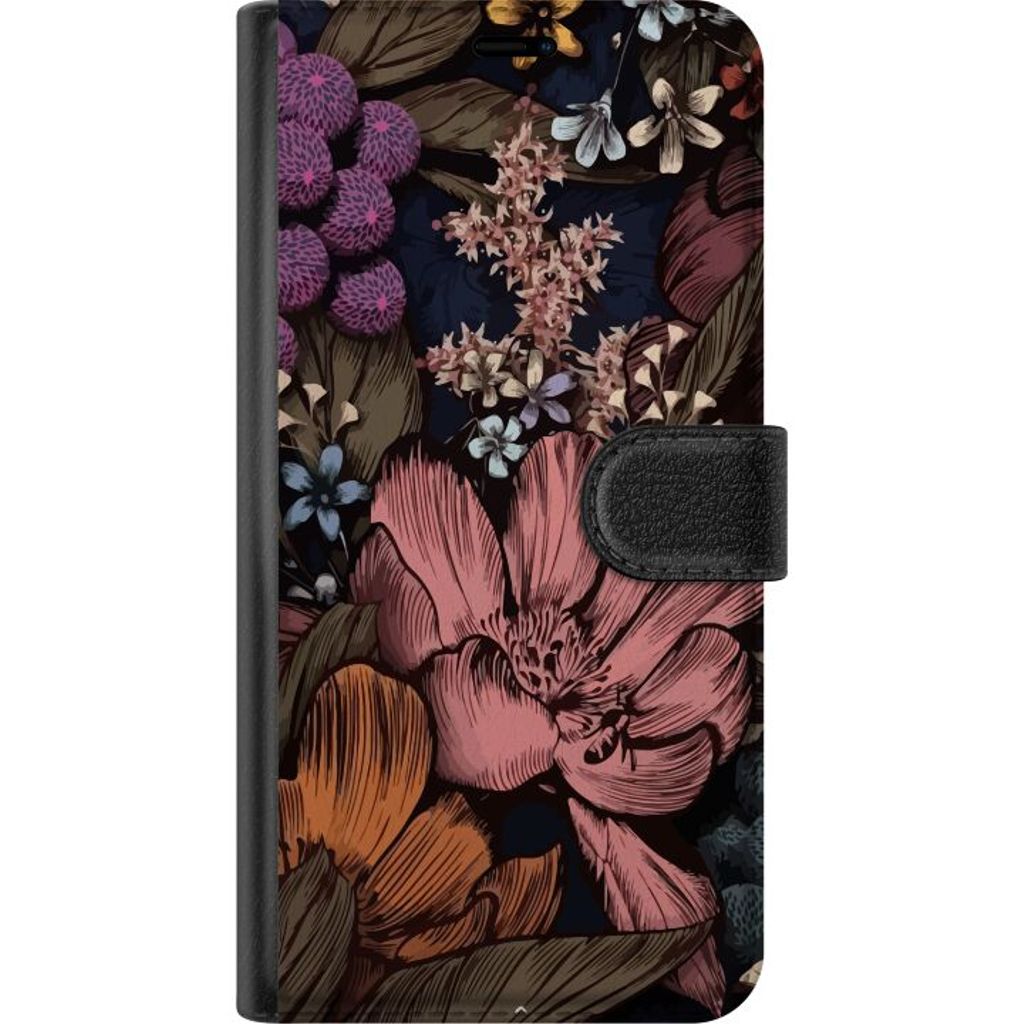 Google Pixel 10 Svart Plånboksfodral Tecknade blommor