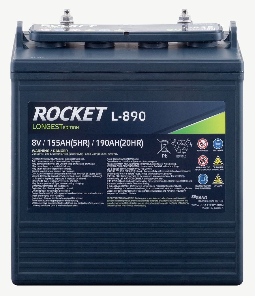 Rocket 8V 190Ah L-890 Traktionsbatteri 262x181x278mm