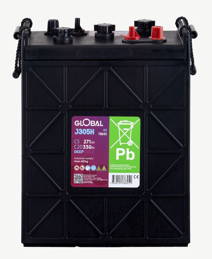 Global 6V 330Ah J305H Traktionsbatteri 296x176x366mm