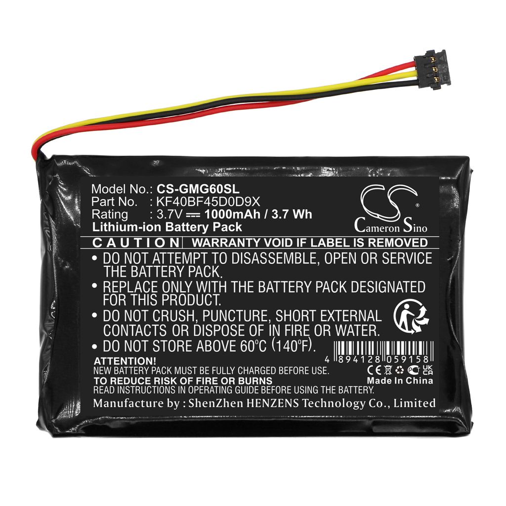 KF40BF45D0D9X för Garmin, 3.7V, 1000 mAh