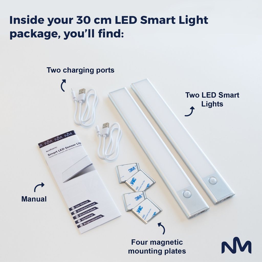 Sunmatic Sensorlampa LED 30cm 2-pack - för skåp & garderob - Rörelsesensor