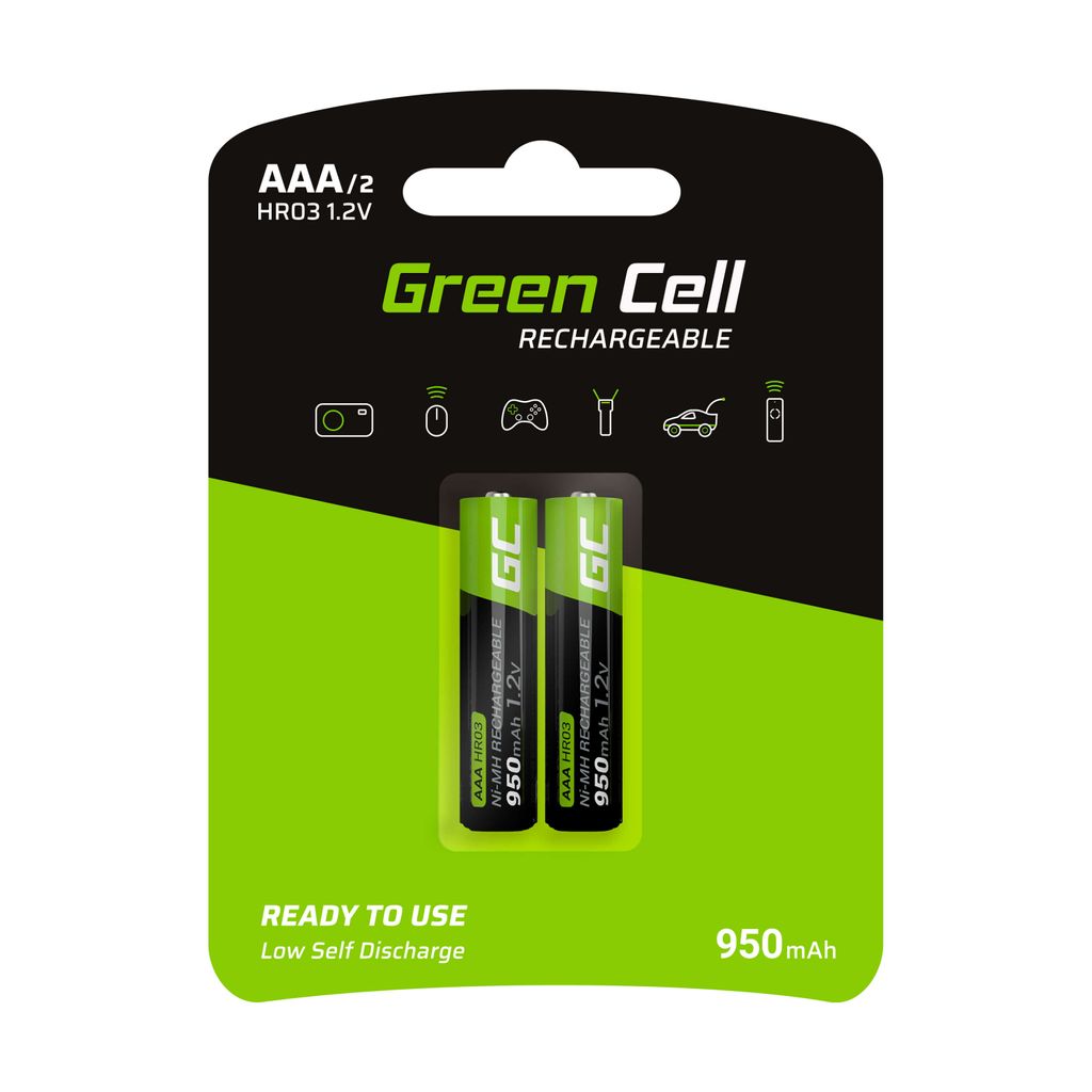 Green Cell 2x AAA Uppladdningsbara Batterier HR03 950mAh Eco-Friendly Power
