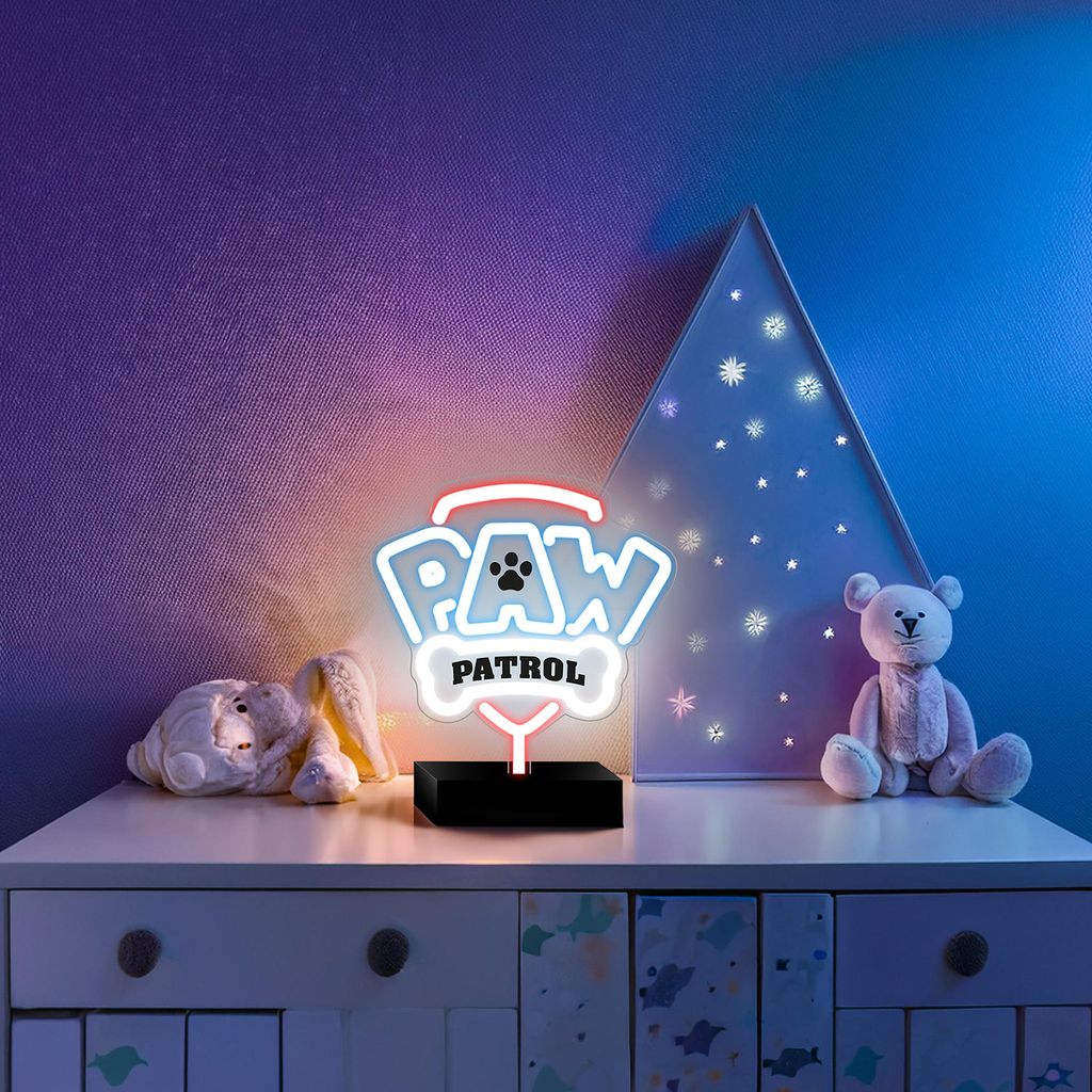 Paw Patrol Logo Neon LED-lampa på fot – Flerfärgad
